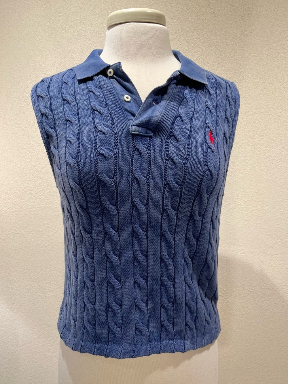 Polo by Ralph Lauren Cable-Knit Sleeveless Polo Shirt NWT - Picture 3 of 7